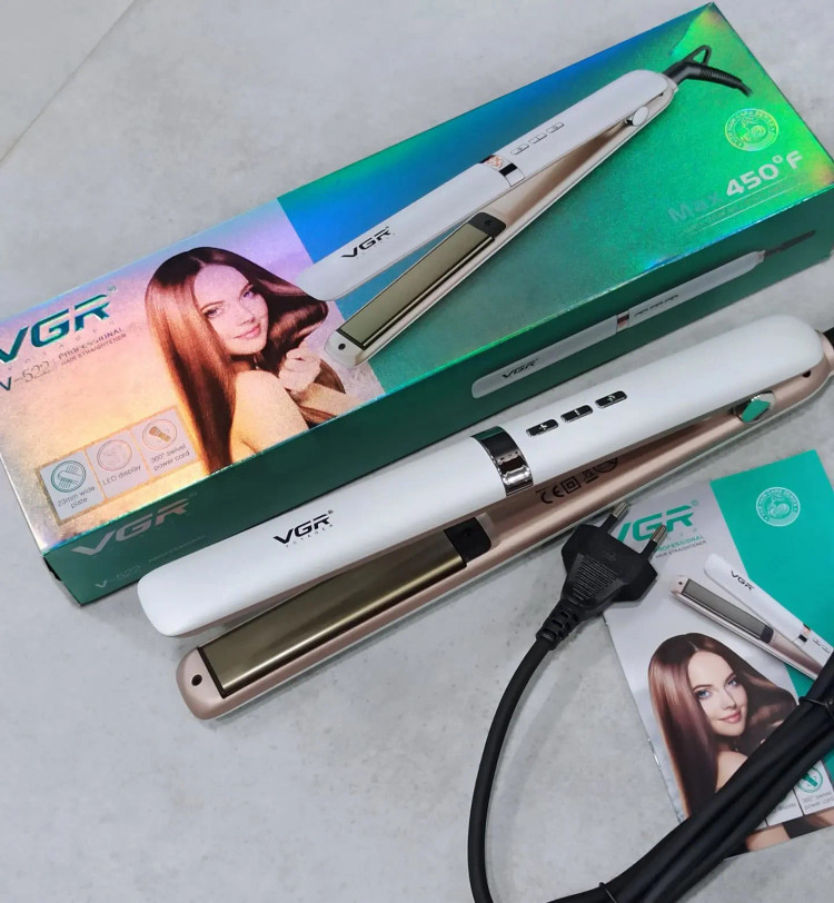 اتو مو وی جی آر VGR-522 با صفحات سرامیکی باریک، تنظیم دما تا ۲۳۰ درجه و نمایشگر LED