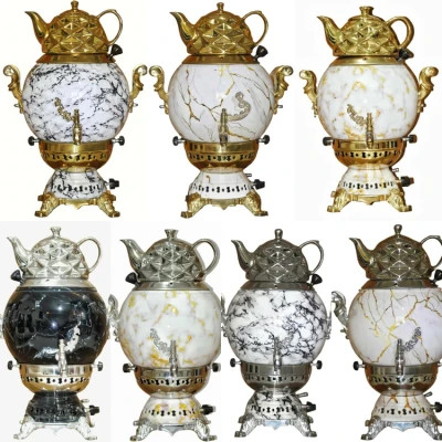 خرید اقساطی سماور سه کاره طرح سنگ آبکاری PVD | سماور، کتری روگازی و اجاق سفری