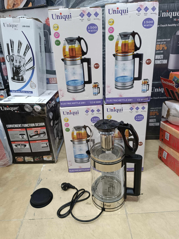 چایساز روهمی یونیک مدل CZ-B588B | کتری پیرکس 2 لیتری، قوری 0.8 لیتری و فیلتر استیل