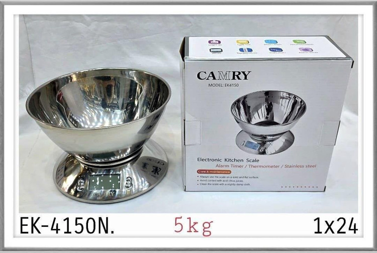 ترازوی آشپزخانه تمام استیل کمری Camry مدل EK4150 | دقت ۱ گرم و ظرفیت ۵ کیلوگرم