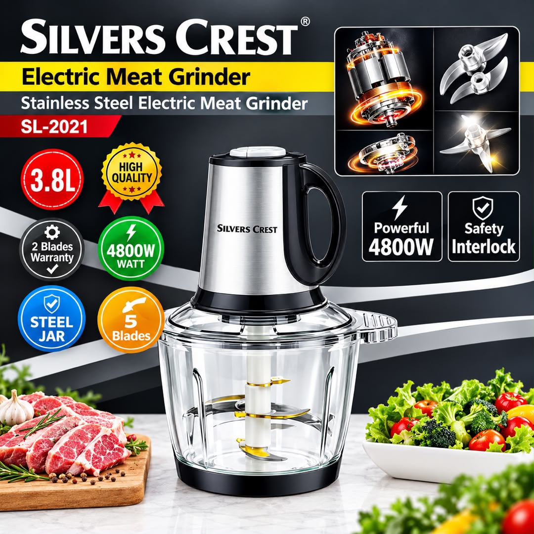 خردکن برقی سیلور کرست مدل SL-2021 ظرفیت ۳.۸ لیتر با تیغه چندطبقه